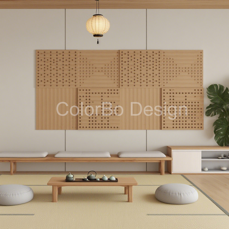Interior Timber Wall Panelling Decor Wooden Perforated Acoustic Panel