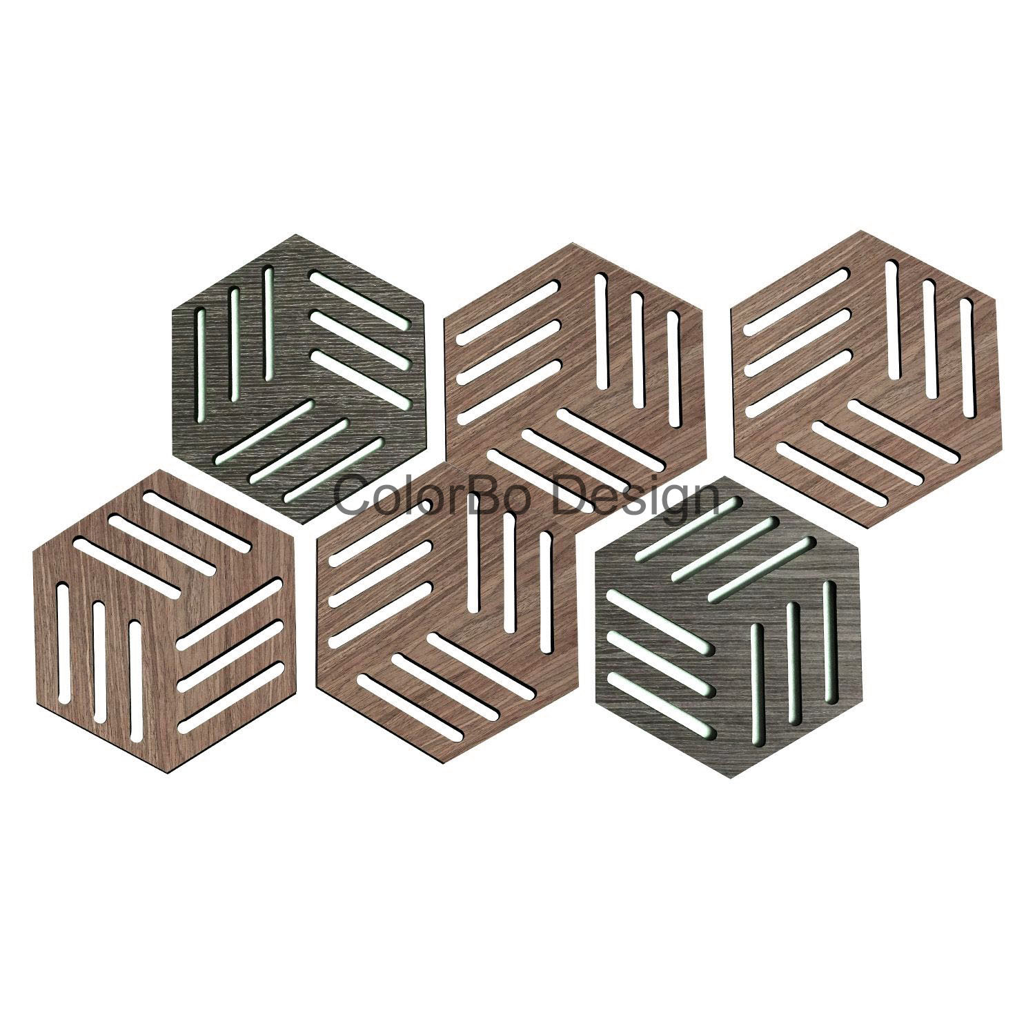 Multifunctional Hexagonal Eco - friendly PET Polyester Sound - absorbing Wood Panel